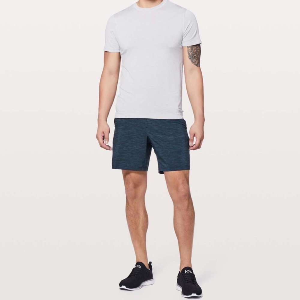 Lululemon Pace Breaker Shorts Heather in Allover Iron Blue True Navy men’s Sz S